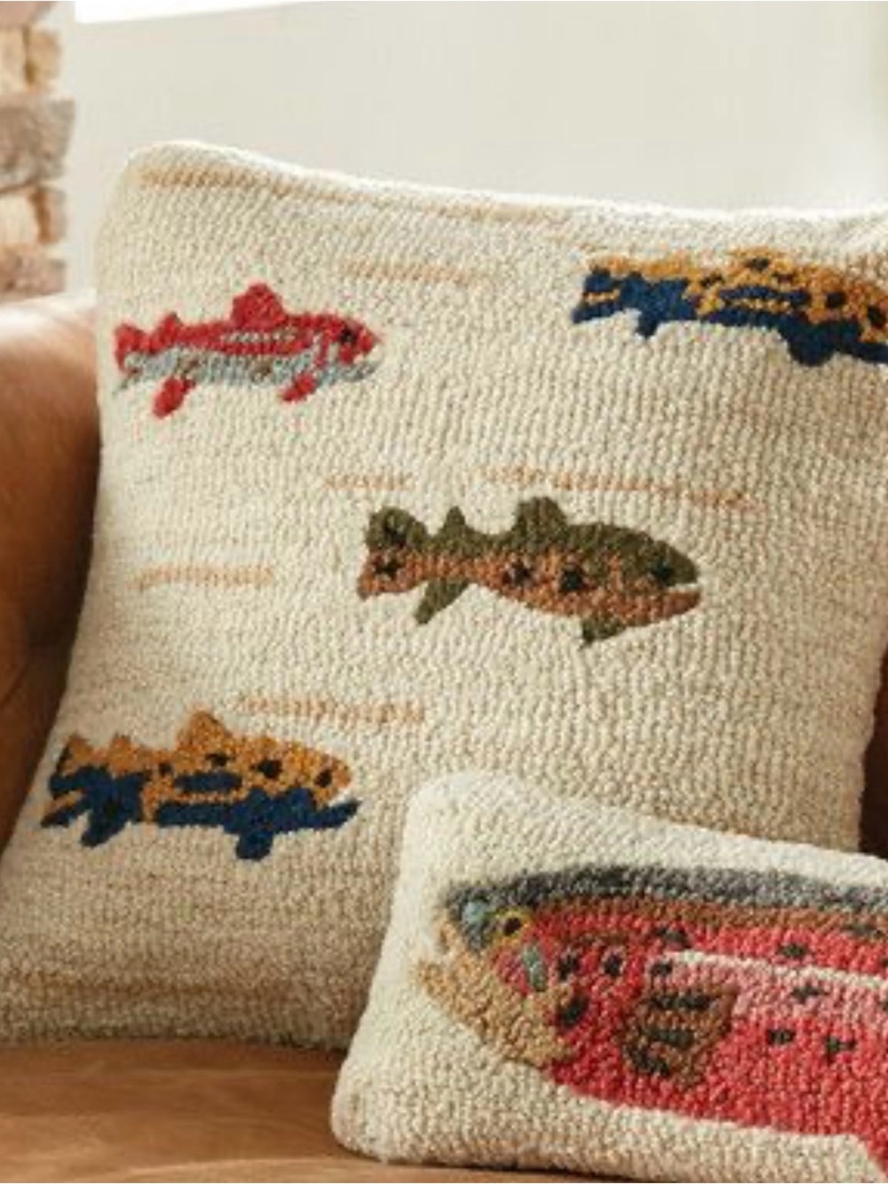 Chandler 4 Corners Trout Wool Pillow Velvet Back